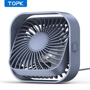 TOPK USB Desk FanStrong Airflow &Quiet OperationThree-Speed Wind Small Fan360° Rotatable Head for Home Office Table & Deskto