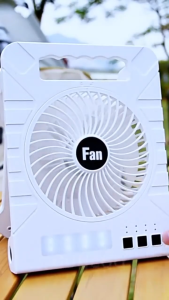 Ouncoo Solar Electric Fan 16000mAh Rechargeable Portable Fan With LED Light 4 Speed Solar Table Fan