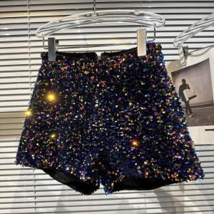 Sparkling Beaded Zippered Night Club Short Pants