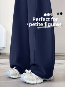 YAYANGREN | Navy Loose Wide Leg Sport Pants for Petite Women