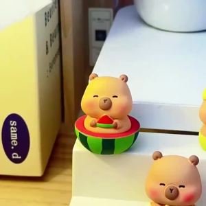 8pcs/Set Cute Fruit Capybara Action Figure Toy Flocked Anime Figurine Desktop Decoration Model Ornaments Toys Boys Girls Gifts
