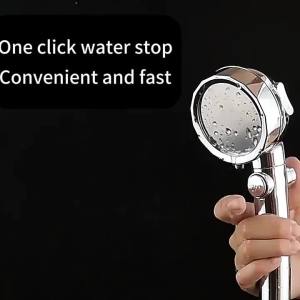Diamond Silver 3 Modes Booster Shower Head Home Handheld One-Button Water-Stop Bathroom Bath Set Shower Head