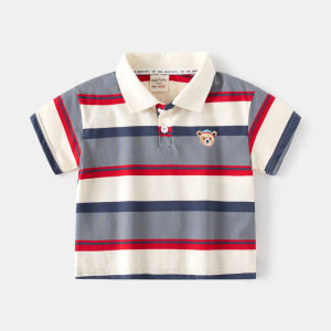 Boys Short Sleeve Polo Shirt Summer Thin Cotton Blend Fabric Quick Dry Breathable Flip Collar Baby Outfit Korean Style Childrens Top