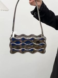 JIVIVIL túi bạc túi màu bạc Túi Da Sáng Bóng Mặt Thích Hợp Phổ Biến Cho Nữ Họa Tiết Chéo-Túi Đeo Người Kết Cấu Nữ Túi Đeo Vai Một Bên