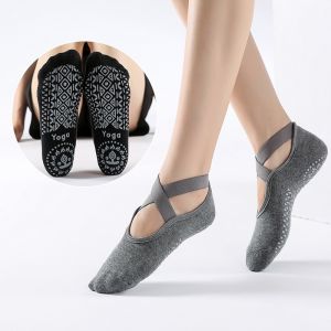 Tất - Vớ Tập Yoga quai chéo gắn hạt silicon chống trơn trượt thấm mồ hôi