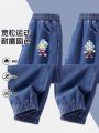 New 2025 Spring Autumn Boys Jeans Anti-Fading Long Pants Stylish Children's Clothing Loose Fit Bootcut Denim Trousers for Kids. 