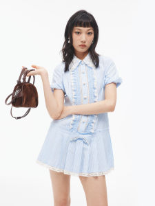 LeFame Fashion Pure Color Striped Loose A-Line Dress Casual Style Short Womens Dress Cotton Material Summer Season