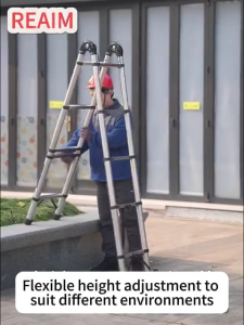 REAIM Telescopic Ladder Foldable Straight Ladder Adjustable Portable Anti-Slip Multipurpose Extension Ladder for Home