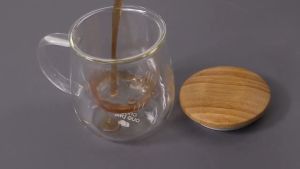 COD Gelas saringan rempah tahan panas tutup kayu Cangkir Teh Cup Mug Infuser Filter herbal