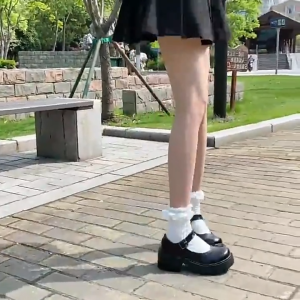 NIKIDAES Classic Fashion Lolita /JK Black Thick bottom SHoes Casual Students Wild Style Mary Janes Shoes For Women ( ADD 1 SIZE )#WX454