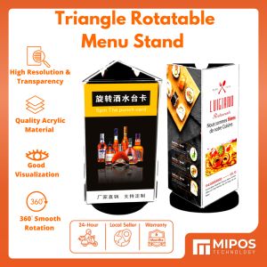 360 Degree Rotate Menu Display Stand / 3 Side Rotation Menu Stand / Bar Dining Restaurant Club Karaoke Menu Display