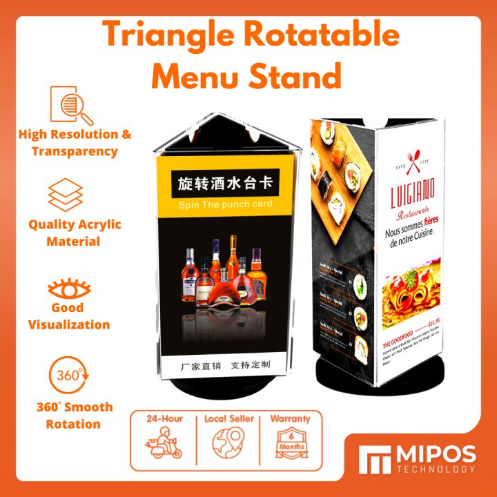 360 Degree Rotate Menu Display Stand / 3 Side Rotation Menu Stand / Bar ...