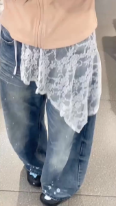 Womens Asymmetric Lace Overlay Skirt for Layering Over Denim Coquette Lace Wrap Skirt Chic Sheer Overlay Casual Street Style