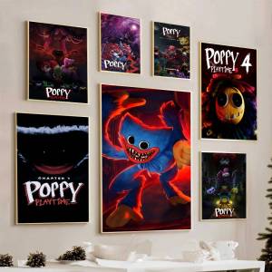 Trò Chơi Điện Tử Vui Nhộn P-Poppy Playtimes DIY Sticky Poster Vintage HD Chất Lượng Giấy Trang Trí Tường Cho Nhà Bar Cafe Phong Cách Hoài Cổ Retro