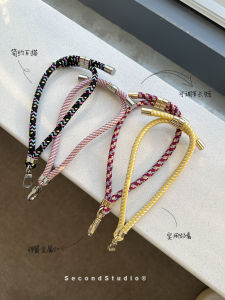 Short Versatile Polyester Mobile Phone Case with Adjustable Length Lanyard Anti-Fall Creative Handheld Cord for Digital Accessories