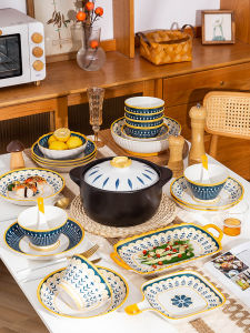 Bộ Bát Đĩa Sứ Nhật Bản Cỡ Lớn Bộ Đồ Ăn Nhẹ Nhàng Cho Gia Đình Bộ Bát Đĩa Sứ Sứ Jingdezhen Bộ Đồ Ăn Trang Trọng