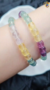 Collection Grade Duo Bao Colorful Fluorite Abacus Rondelle Bracelet