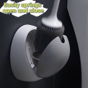Ecoco Toilet Brush Wall mounted Silicone Toilet Bowl Cleaner Brush with Holder for Bathroom Spring Open and Close