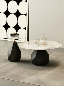 Luxury Stone High-end Designer Minimalist Creamy Color Coffee Table