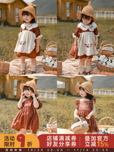 Sweet Princess Embroidered Dress Childrens Casual Summer New Style Baby Skirt Cotton Blend Fabric Short Sleeve YOEHYAUL