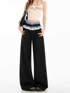 Quần Ống Rộng Xếp Ly Ren Cạp Cao Cho Nữ Mùa Xuân Hè Quần Ống Đứng Rộng Rãi Thường Ngày Dài Đến Sàn Quần Tây