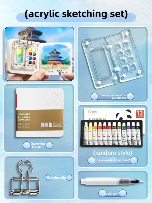 MINGZHUO | Mini Watercolor Paint Set 24 Colors Portable Childrens Coloring DIY