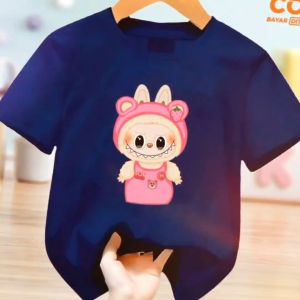 Pakaian Fashion atasan anak Laki-Laki dan Perempuan usia 1-12 tahun Edisi Labubu Toy lengan pendek Terbaru