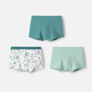 Barbarbar Childrens Underwear Skin-friendly Antibacterial Four-corner Shorts Three-Pack for Boys And Girls Comfortable Cotton Blend