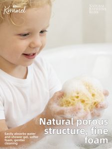 KRRAMEL | Natural Sponge for Baby Bathing and Childrens Face Washing