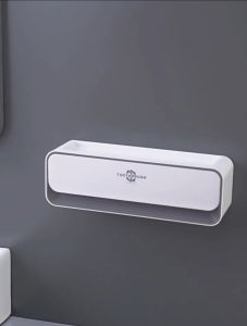 Wall-mounted hole-free toothbrush rack with magnetic cup/squeeze toothpaste dispenser/toothbrush holder