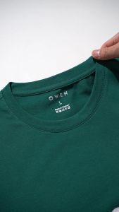 OWEN - Áo thun nam Tshirt ngắn tay Body Fit TSN231460 màu Xanh lá kẻ trắng chất liệu CVC Spandex