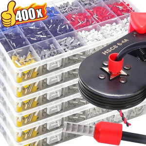 400PCS Cold Pressed Insulated Terminal Wire Connect Insulated Connector Crimp Terminator for Electrical Repairing Supplies
