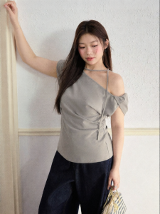 JULULOOK | Áo Không T Tay Thiết Kế Đính Nút Bất Đối Xứng Dành Cho Người Mập