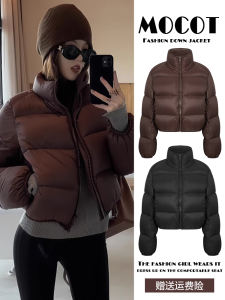 Short Puffer Jacket Womens Thickened Winter Coat American Style Kendall Jenner Wind Cotton Clothes Outerwear