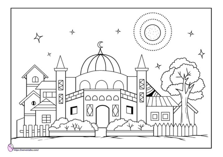 mewarnai/melukis/sketsa /mesjid 10 lembar | Lazada Indonesia
