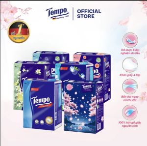 Lốc 4 gói  khăn giấy rút Softpack Tempo cao cấp - 4 lớp bền dai an toàn cho da (90 tờ/gói) - Thương hiệu Đức từ 1929