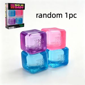 Schylling | Needoh Nice Ice Cube Fidget Toys Slow Rebound Squishy Toys Stress Reliever Mini 4 Pack Set Anxiety Focus Sensory Cube Gifts New