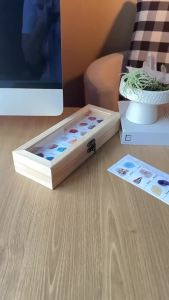 12pcs/box Natural Amethyst Quartz Crystal Raw Stone Wooden Box Gift Set Home Decor Collection