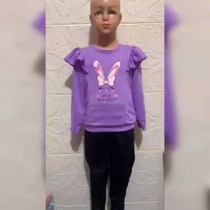 Cod Setelan Anak Perempuan Viral Set Bunny Kids Lengan Panjang Gambar Kelinci Lucu Umur 3-12 Tahun Bahan Babyterry