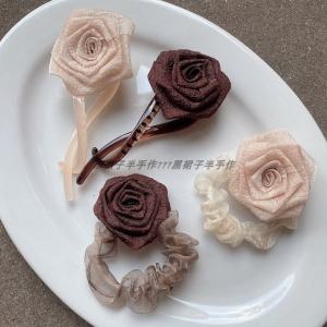 Autumnal Cool Rose Leaf Hair Ties & Earth Tone Hair Bands: Stylish & Comfortable Hair Accessories
