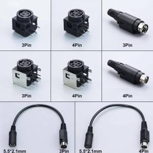 JCD 3Pin 4Pin Kycon Power DIN Plug Socket 5.5 X 2.1mm DC Supply Adapter Connector Cable For Barcode Printer DVD LCD TV PC