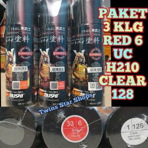 Samurai Paint Paket 3 Kaleng Pilok Pilox Cat Semprot Samurai Paketan Lengkap Merah Red 6 Epoxy Surfacer UC H210 Clear Pernis Glossy 128 400ml