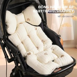 Đệm Ngồi Xe Đẩy Em Bé Bằng Vải Cotton Dày Dùng Được Bốn Mùa Giữ Ấm Cho Bé Thích Hợp Cho Mùa Thu Đông