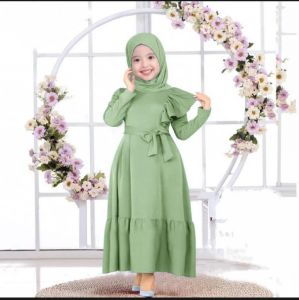 Dress Maxi Kirana Kids Gamis Anak Usia 2-12 tahun Gamis Terbaru Gaun Pesta Baju Lebaran Terlaris