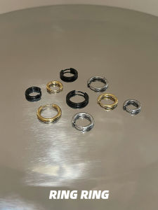 Hoa Tai Vòng Thép Titan Y Tế RINGRING Cho Nữ Hoa Tai Hình Vòng Tròn Màu Đen Phụ Kiện Thời Trang Mới Không Có Thương Hiệu