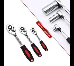 Household Ratchet Socket Wrench 1/4" 3/8" 1/2" Universal Quick Release Socket Ratchet Wrench Hand Tools for Auto Repair Tool