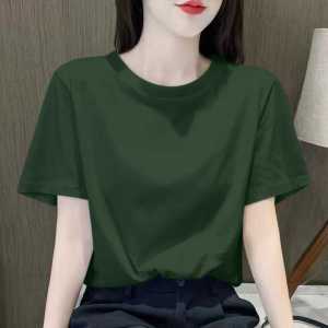 Loose Casual Short Sleeve Womens T-shirt Summer New Style Korean Version Cotton Creative Print round Neck Top