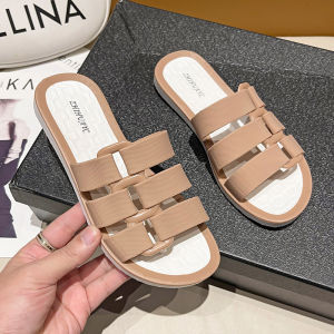 CDFHWUN Sandals for Women 2022 Hollow Flat Plastic Sandals Mother Shoes Lazy Jelly Sandals Women Slip-On Slippers