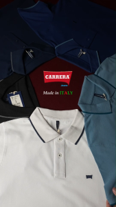 Áo Polo Nam Cộc Tay Vải Cotton Pique Co Giãn Thoáng Mát - Carrera Jeans - Nhập Khẩu Chính Hãng Từ Ý