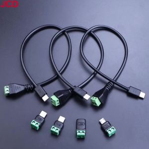 JCD | Solderless Plug USB C To 2pin 5V Crimp Terminal Adapter Screw Type-C To 2pin Crimp Terminal 9V12V20V Cable Charging Conversion